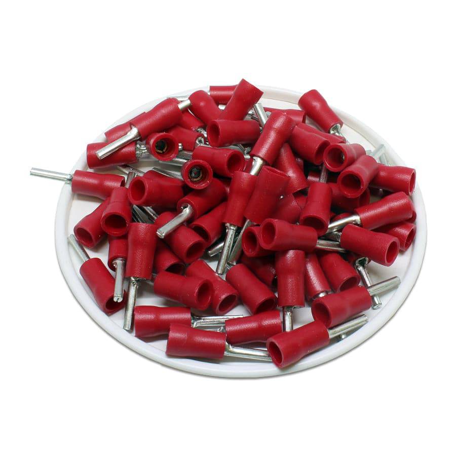 PTV1-9 - 22 a 16 AWG Con aislamiento de vinilo Terminales de pin, 3/8" Pin, UL Recognized, 100 piezas