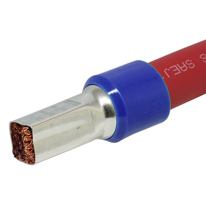 AD560025 - 0 & 1/0 AWG Single Insulated Wire Ferrules, 25mm Pin, Blue, 25 Pieces