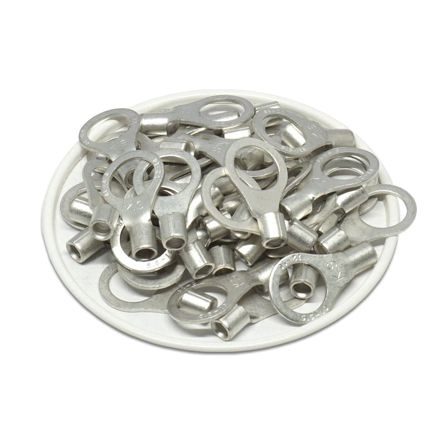 RNB5-10 - 12 to 10 AWG Non Insulated Ring Terminals, 3/8" Stud, UL Recognized, 100 Pieces