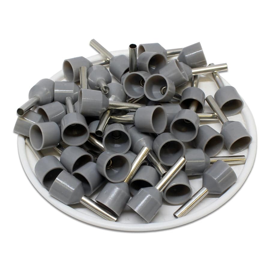 SC25012T - 14AWG (12mm Pin) Short Circuit Ferrules - Gris, 100 piezas