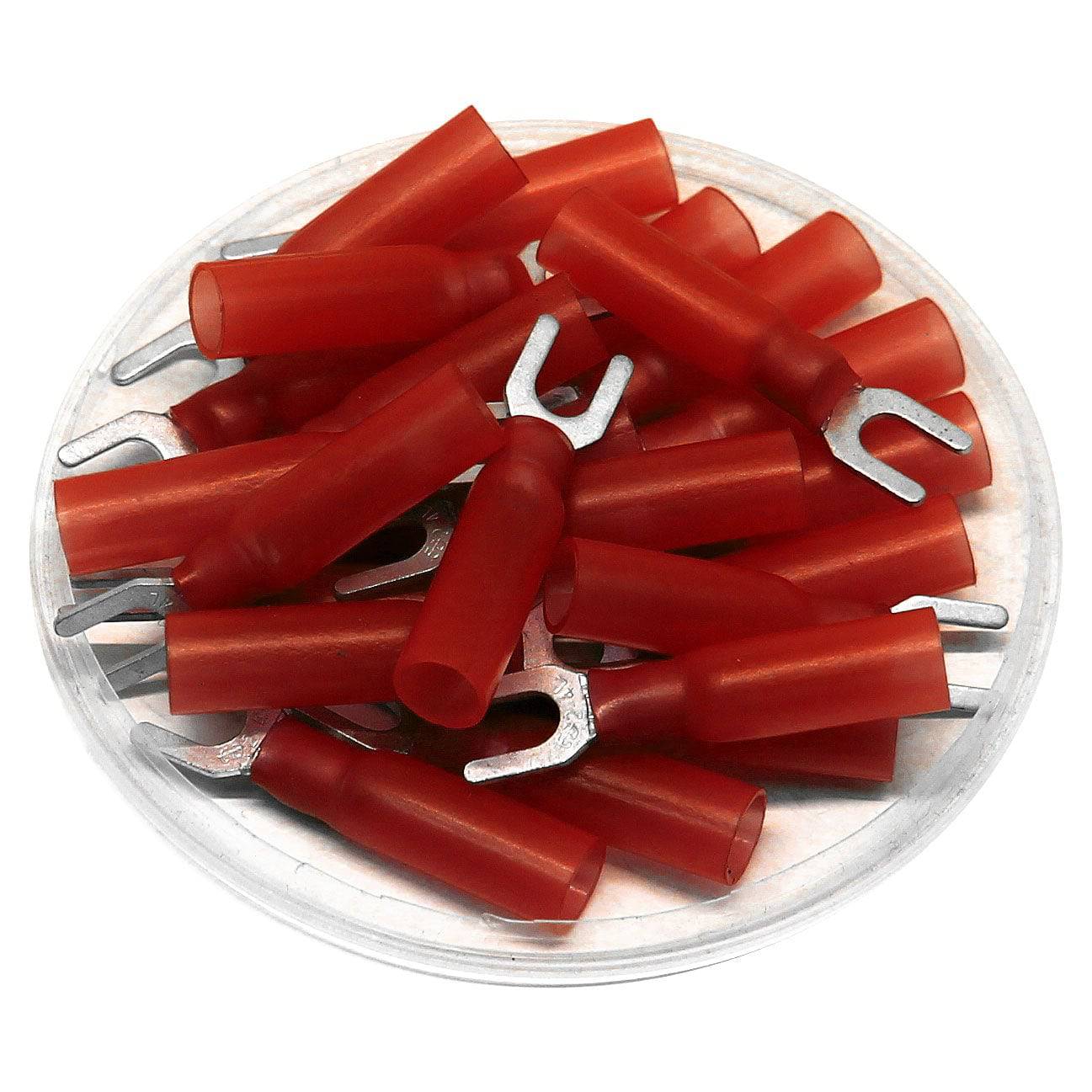 22 to 16 AWG Heat Shrink Spade Terminals, #6 Stud, Polyethylene, 25 Pieces - SHTL1-37