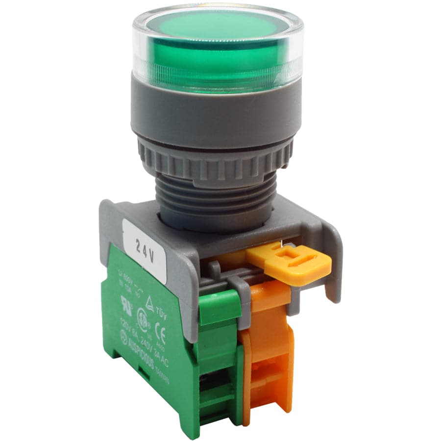 LXG22-1/O-24-GN - Illuminated Push Button - 1 Contact (1/O) - 22mm - 24V - Verde
