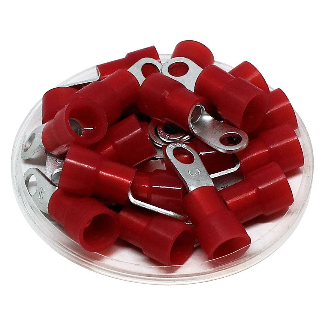 RNYBS8-4 - 8 AWG Nylon Insulated Ring Terminals, #8 Stud, 50 Pieces