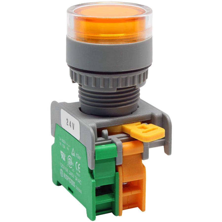 LXG22-1/O-24-YL - Illuminated Push Button - 1 Contact (1/O) - 22mm - 24V - Yellow