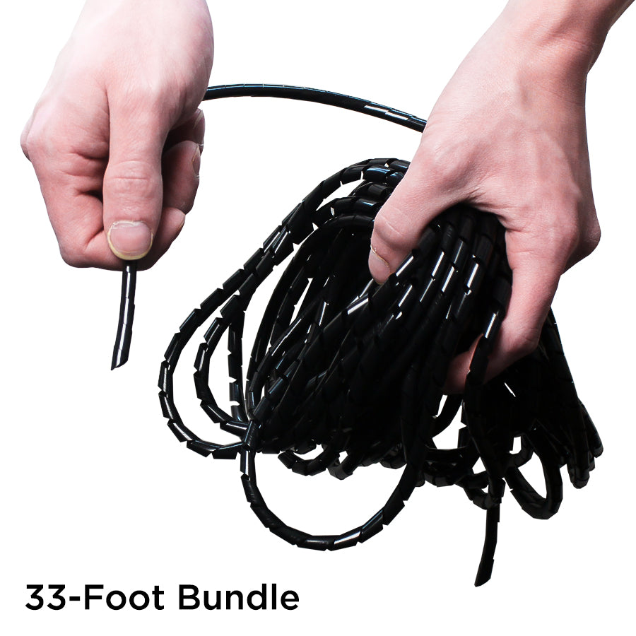 SWB08B - 1/4" Polyethylene Spiral Wrap Tubing, Cable Wrap, Negro, 33-ft Bundle