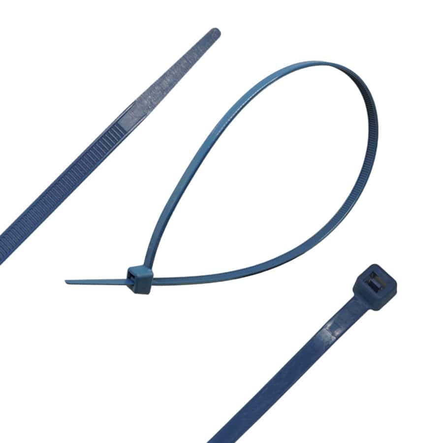 MDT145120 - 15" Metal Detectable Cable Ties, 120-lb Tensile Strength, Teal/Blue, 100-Pack