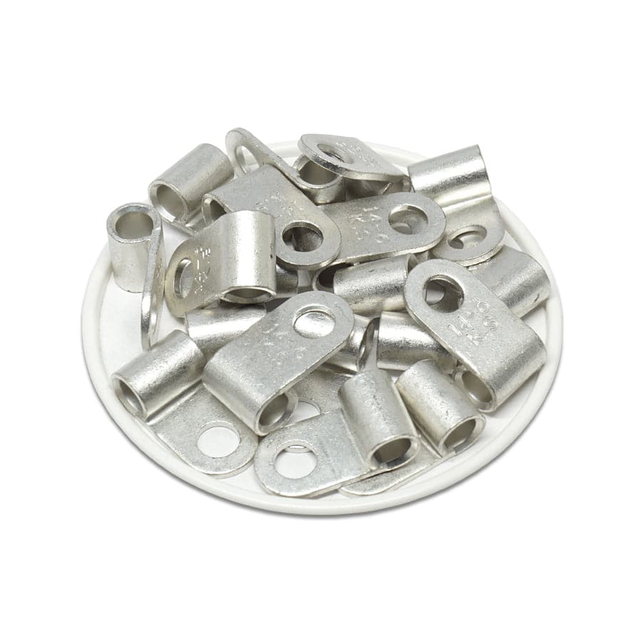 FGNB14-6 - 6 AWG Non Insulated Flag Ring Terminals, Ring Tongue, 1/4" Stud, 10 Pieces