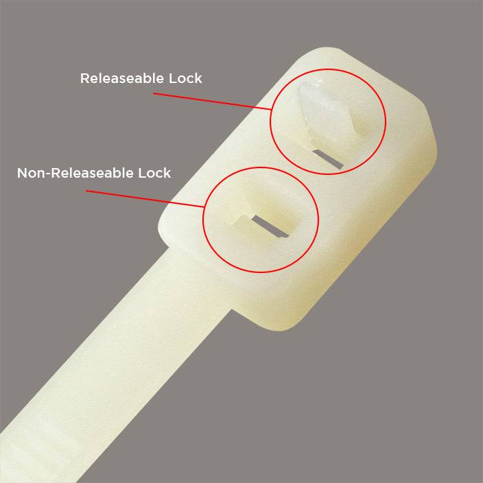 RDCV370 - 15" Releasable De nailon Double Head Cable Tie, 50-lb Tensile Strength, Natural, 100-Pack