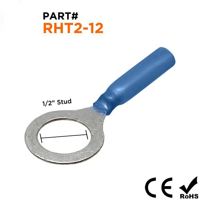 16 a 14 AWG Termorretráctiles Terminales de anillo, 1/2" Orificio, Polyethylene, 25 piezas - RHT2-12