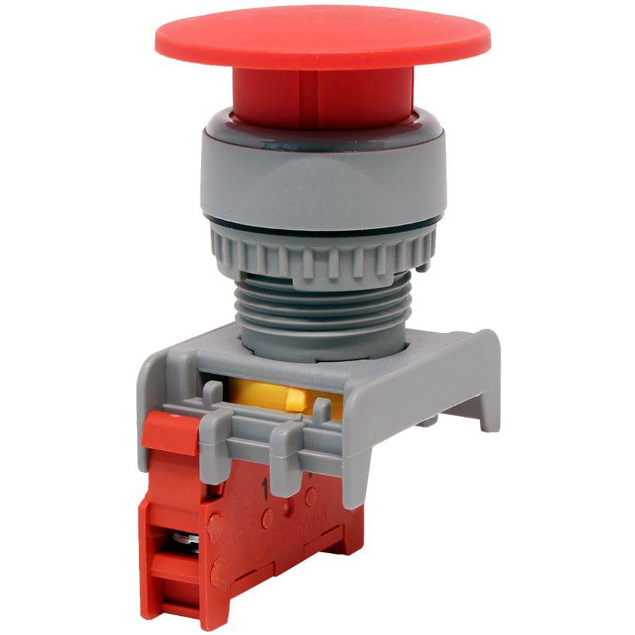 XE22-NC-RD - 22mm Push Button - (NC) - 40mm Mushroom Head, Red, 1 Piece
