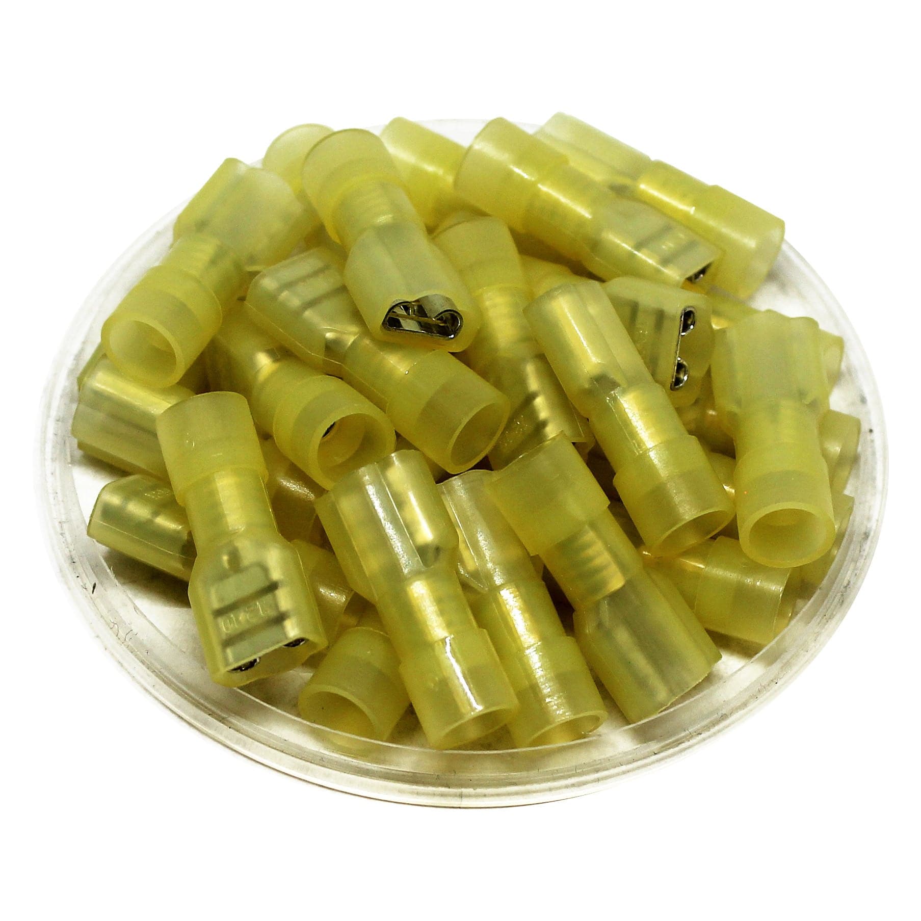FDFN5-250 - 12 a 10 AWG Con aislamiento de nailon Terminales de desconexión rápida, Female, Totalmente aislados, Amarillo, 50 piezas
