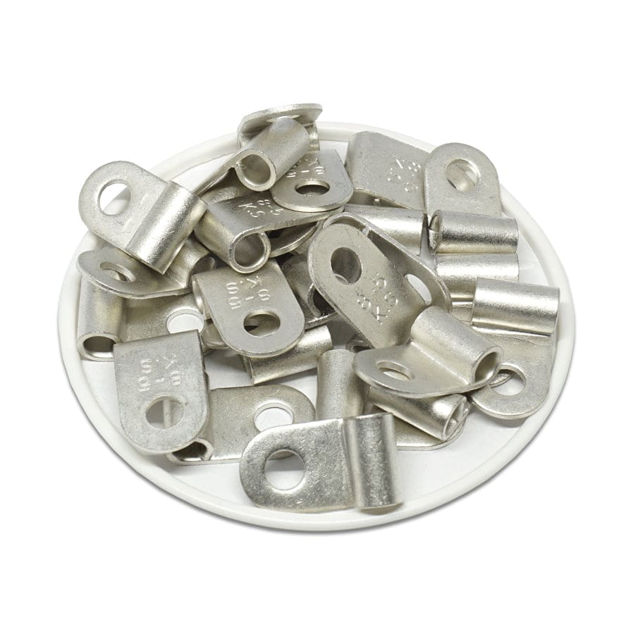 FGNB8-5 - 8 AWG Non Insulated Flag Ring Terminals, Ring Tongue, #10 Stud, 25 Pieces