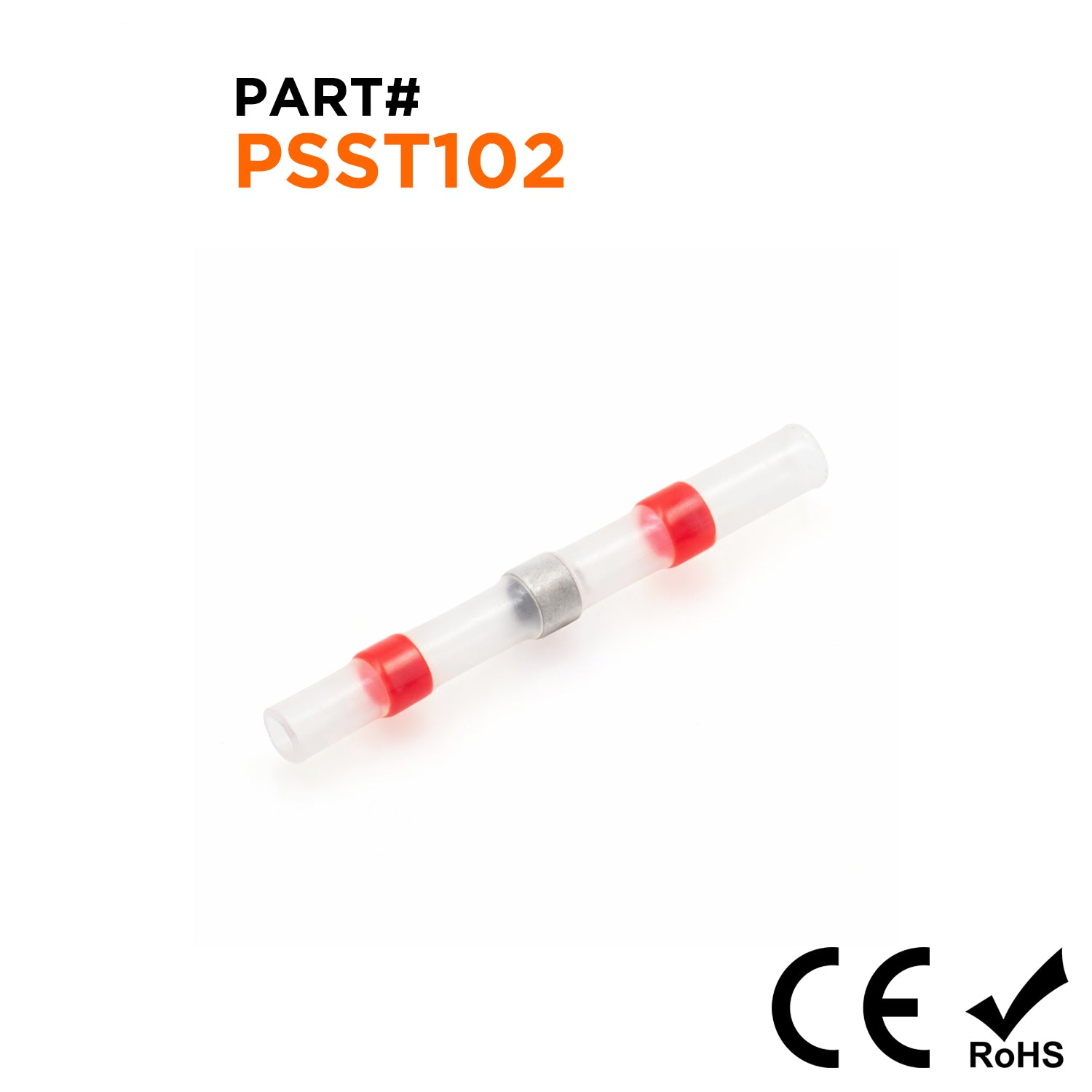PSST102 - 22 to 18 AWG Heat Shrink Solder Sleeves, No Printing, Red, 25 Pieces