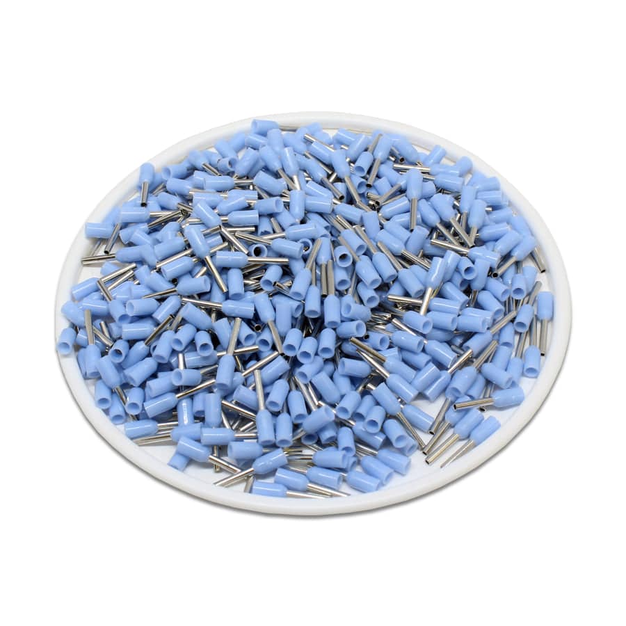 AW02506 - 24 AWG Insulated Punteras, 6mm Pin, Azul claro, UL Recognized, 500 piezas