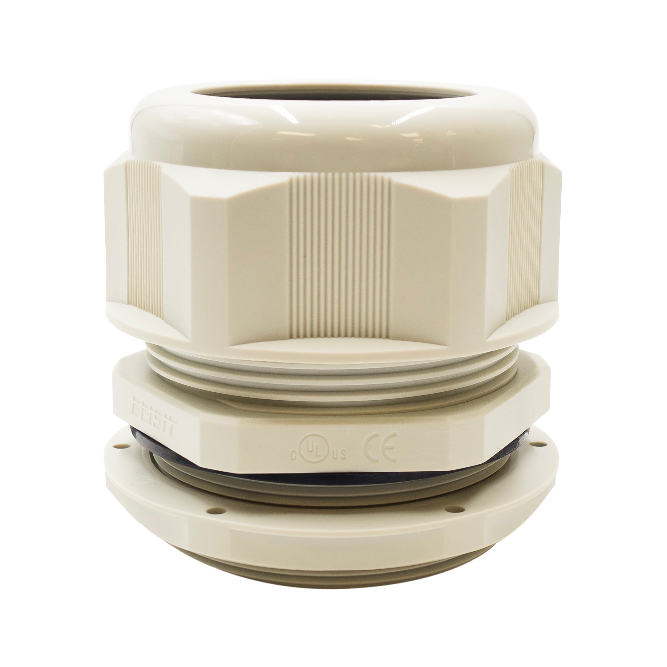 M7556BG - M75 x 2mm Metric Thread Nylon Cable Gland, Beige, Range: 1-7/8" to 2-3/16", UL Recognized, IP68