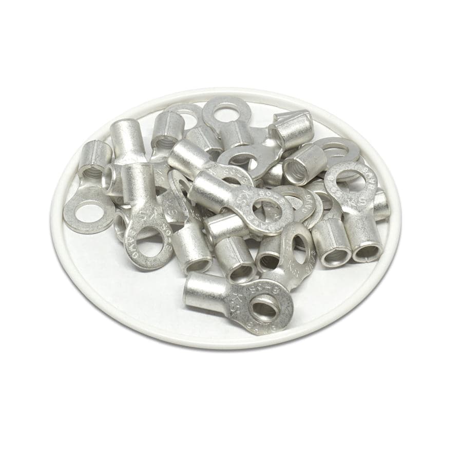 RNBS8-6 - 8 AWG Non Insulated Ring Terminals, 1/4" Stud, UL Approved, 25 Pieces