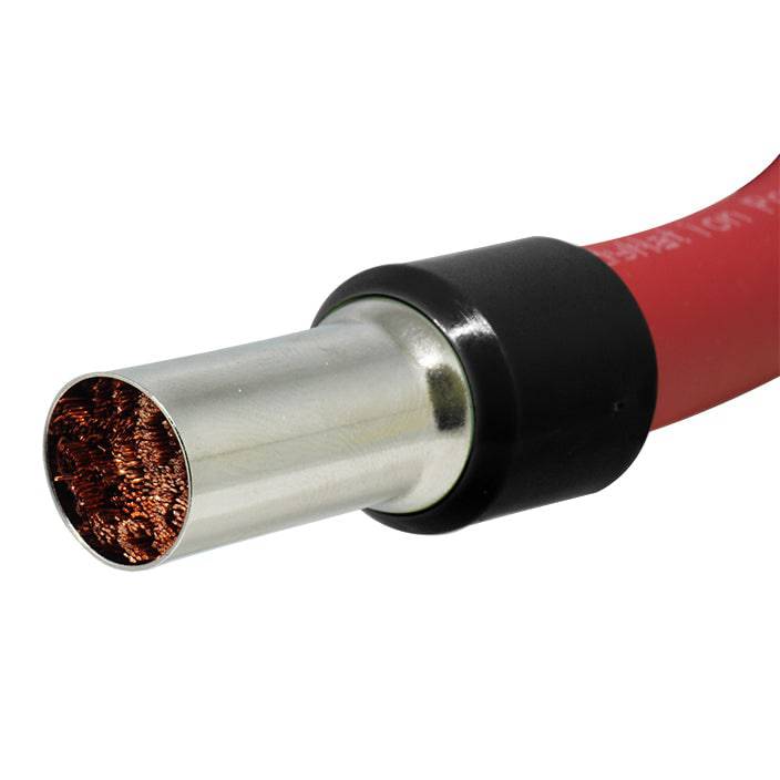 AX560025 - 0 & 1/0 AWG Single Insulated Wire Ferrules, 25mm Pin, Black, 25 Pieces