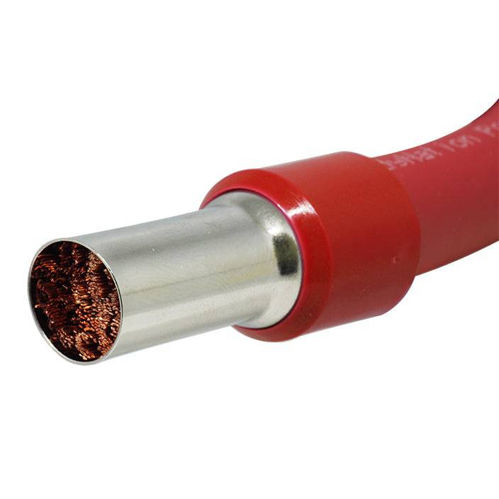 AS560018 - 0 & 1/0 AWG Single Insulated Wire Ferrules, 18mm Pin, Red, 25 Pieces