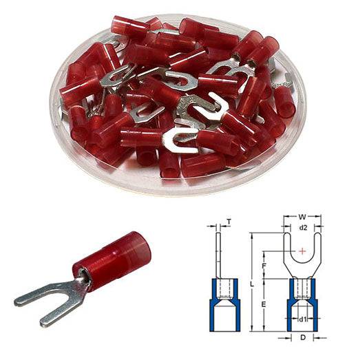 SNYBL1-3.7 - Nylon Insulated Spade Terminals - 22-16 AWG 100 Pieces
