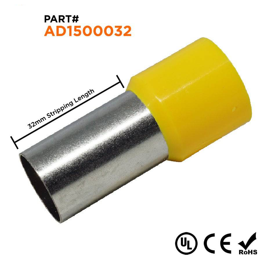 AD1500032 - 250 MCM & 300 MCM Insulated Punteras, 32mm Pin, Amarillo, UL Recognized, 25 piezas