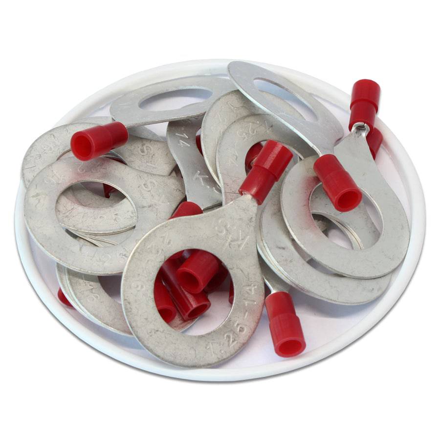 RNY1-14 - 22 a 16 AWG Con aislamiento de nailon Terminales de anillo, 9/16" Orificio, Butted Seam, 50 piezas