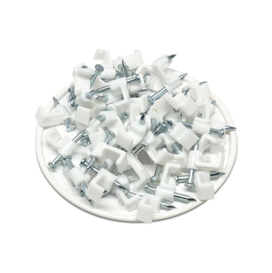 FNC7W - Flat Nail Cable Clip - White - 7mm