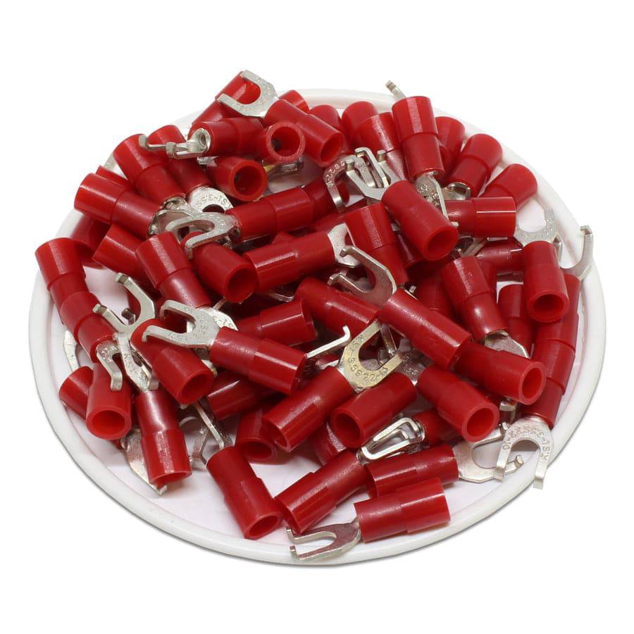 FSNYBS1-37 - 22 to 16 AWG Nylon Insulated Flange Spade Terminals, #6 Stud, Small, 100 Pieces