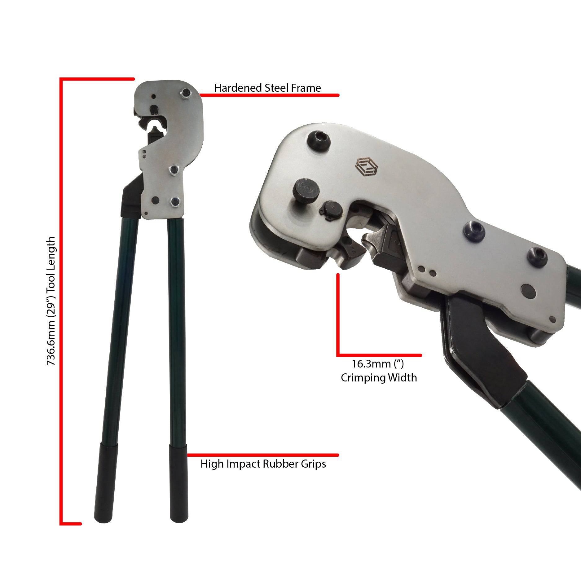 FDCT150 - 6 AWG to 250 MCM Non Insulated Terminals & Lugs Crimping Tool, Single Indent, 1 Piece