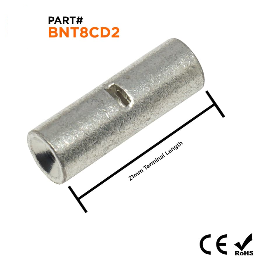 BNT8CD2- 8 to 16-14AWG Non Insulated Step Down Butt Connector
