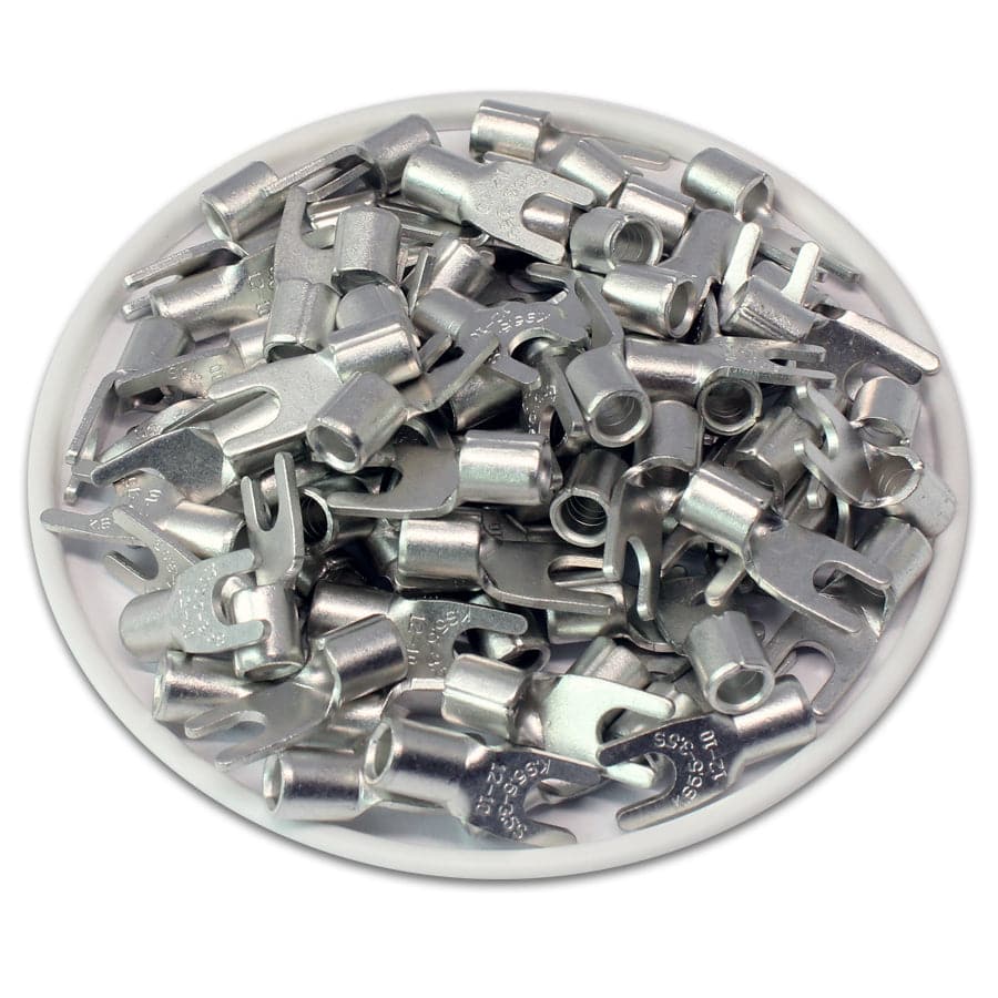 SNBS5-37 - 12 to 10 AWG Non Insulated Spade Terminals, #6 Stud, UL Recognized, 100 Pieces