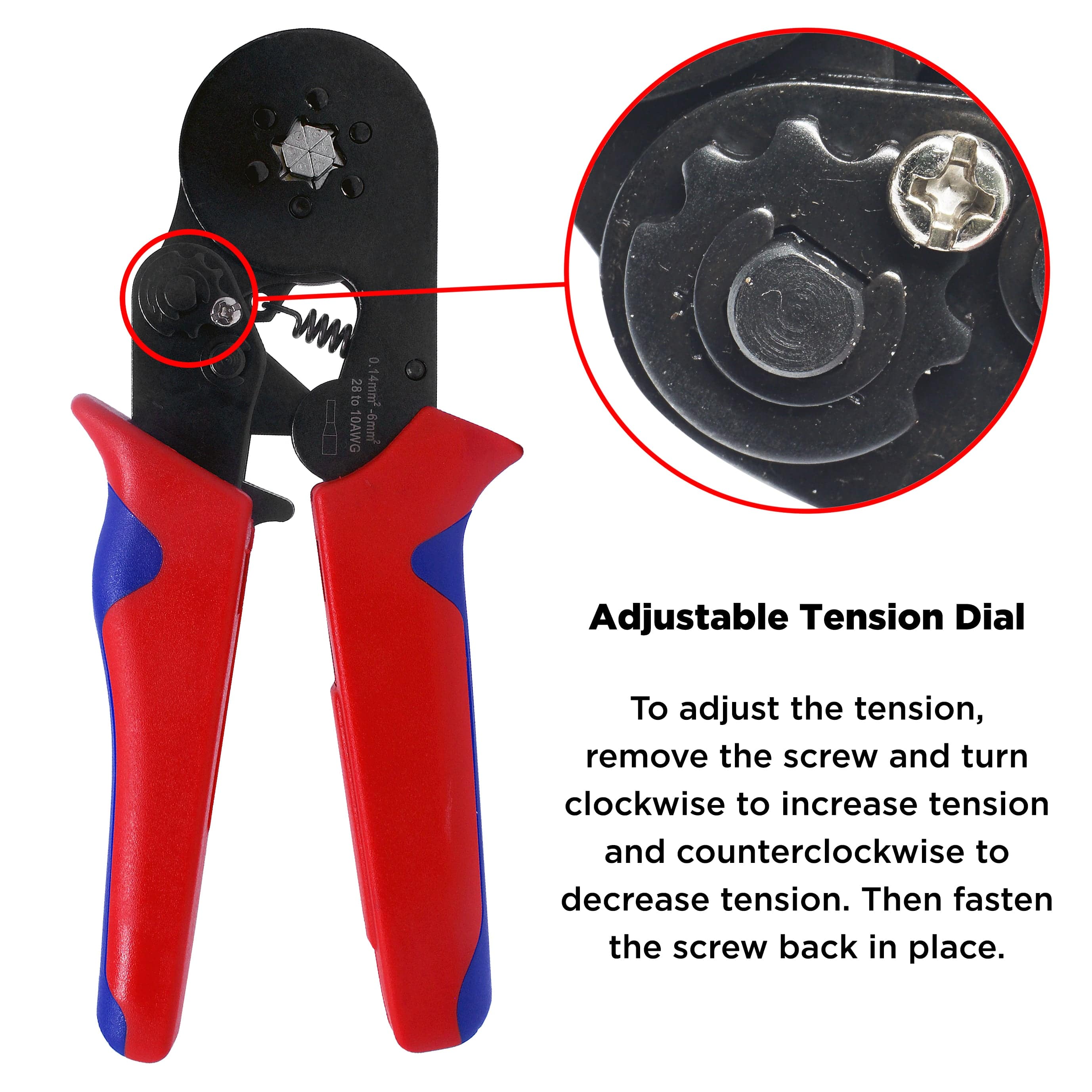 FD2810HX - 28 to 10 AWG Wire Ferrules Crimping Tool, Self-Adjusting Ratchet, Hexagonal Profile, 1 Piece