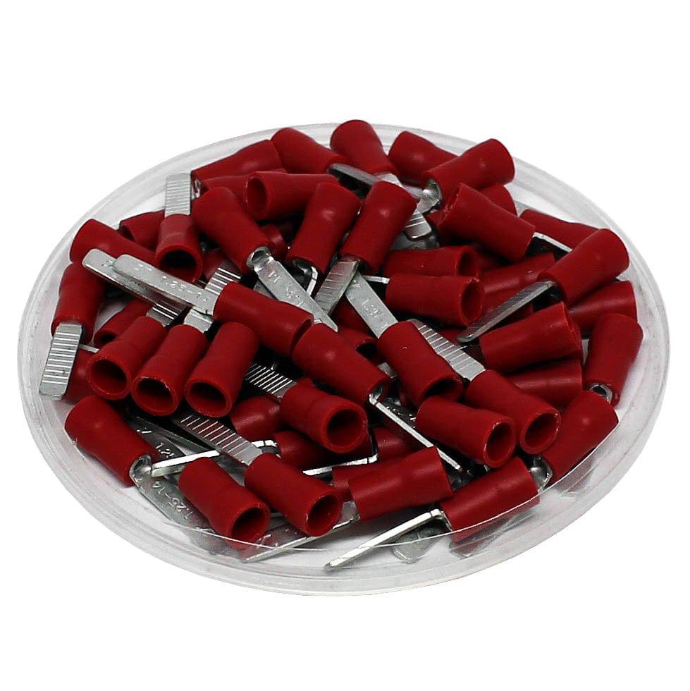 DBV1-14 - 22 to 16 AWG Vinyl Insulated Flat Blade Terminals, Butted Seam, UL Recognized, 100 Pieces