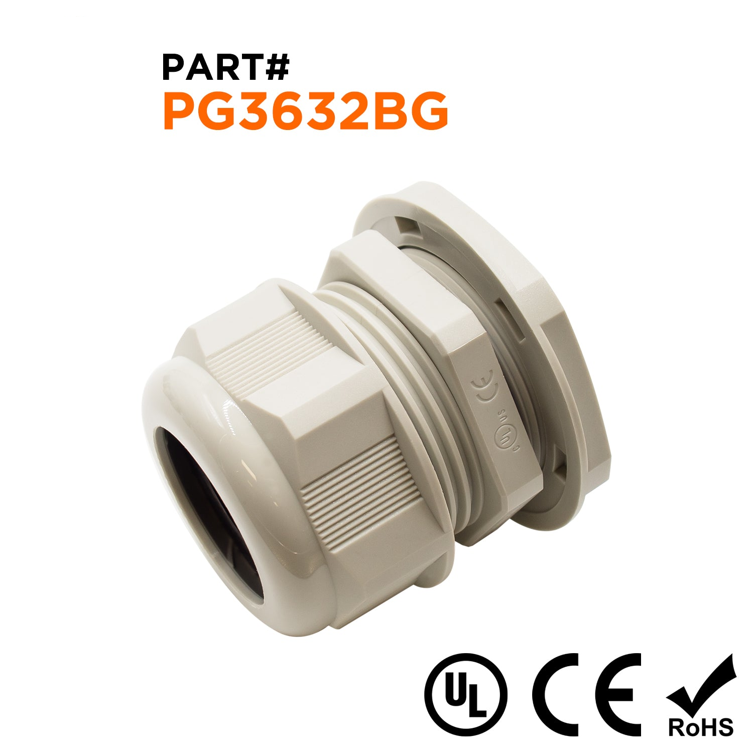 P3632BG - PG36 Rosca De nailon Prensaestopas, Beige, Rango: 7/8" a 1-1/4", UL Listed, IP68, IP69K - 1 pieza