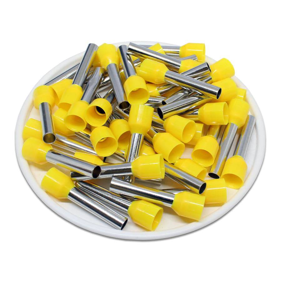 AD60018 - 10 AWG Insulated Wire Ferrules, 18mm Pin, Yellow, UL Recognized, 100 Pieces