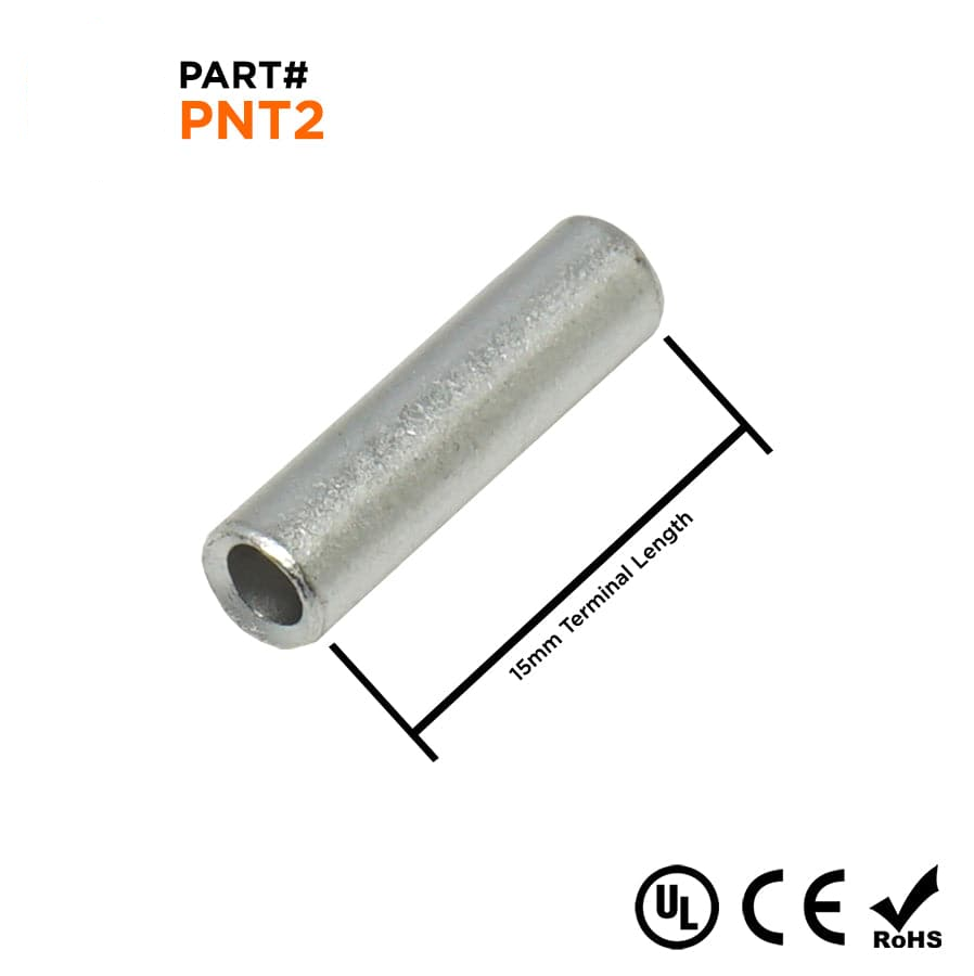 PNT2 - 16 a 14 AWG Sin aislamiento Parallel Conectores, 5/16" Longitud, UL Recognized, 100 piezas