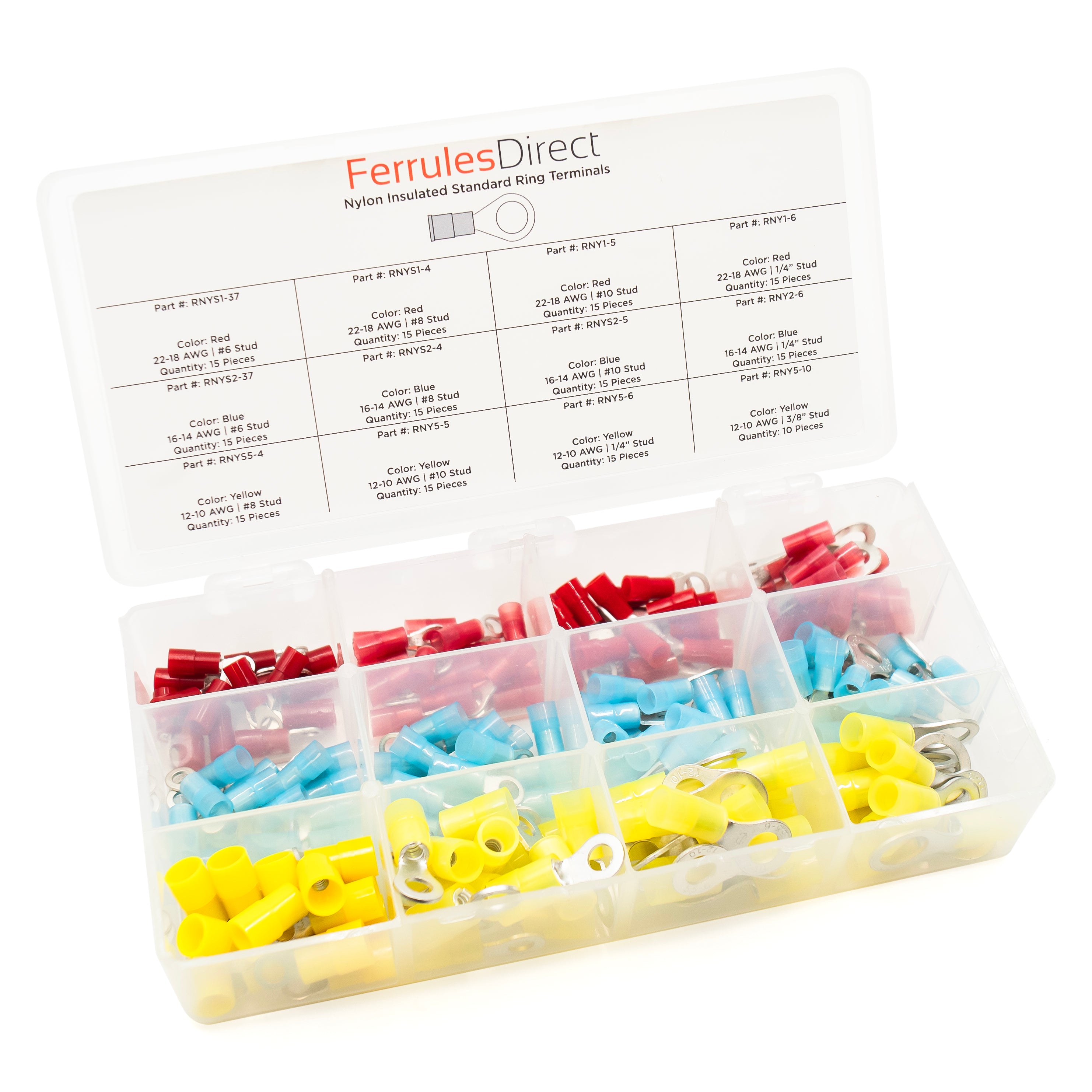 SKRM2210N · 22 to 10 AWG Mini Nylon Ring Terminals Kit, 180 Pieces, 1 Kit