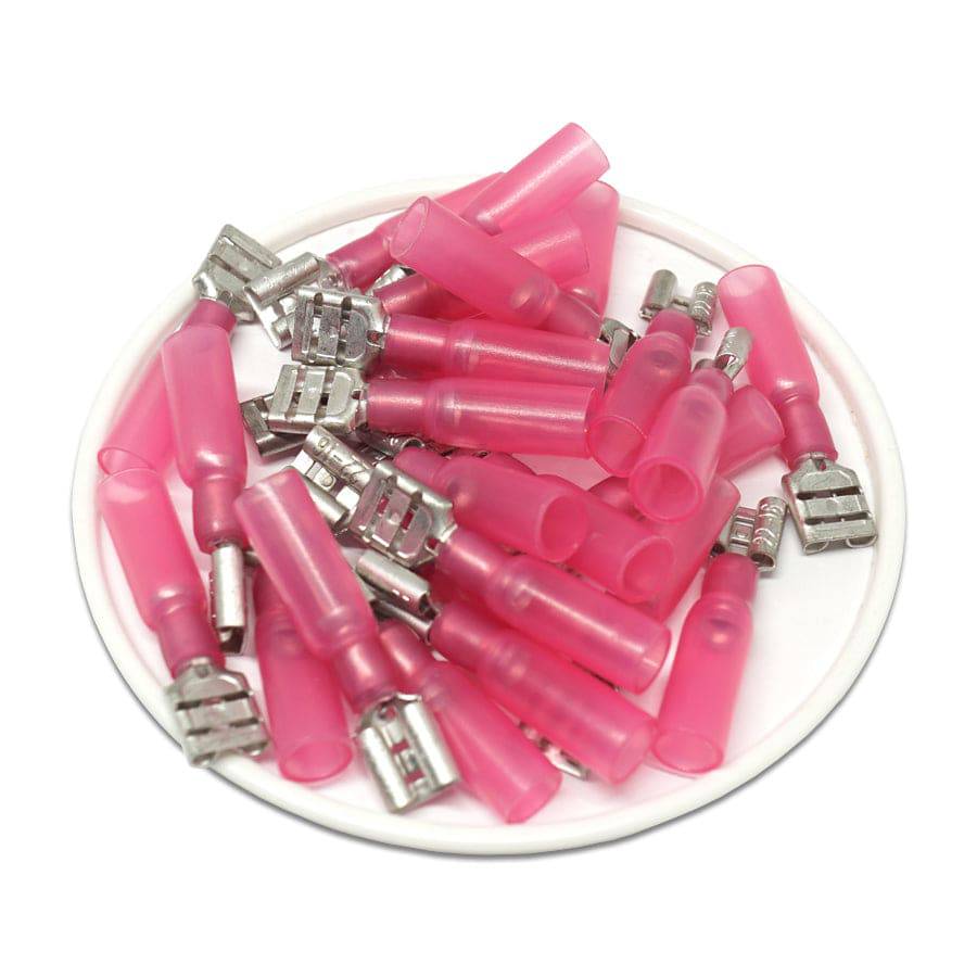 22 to 16 AWG Heat Shrink Quick Disconnects, Female, Tab: 0.248", Polyolefin, 25 Pieces - QDSF100-63