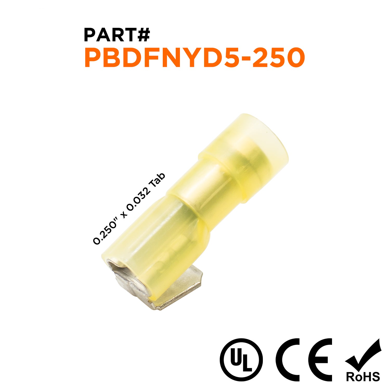 PBDFNYD5-250 - Nylon Fully Insulated Double Crimp Piggyback Terminals - 12-10 AWG - Yellow