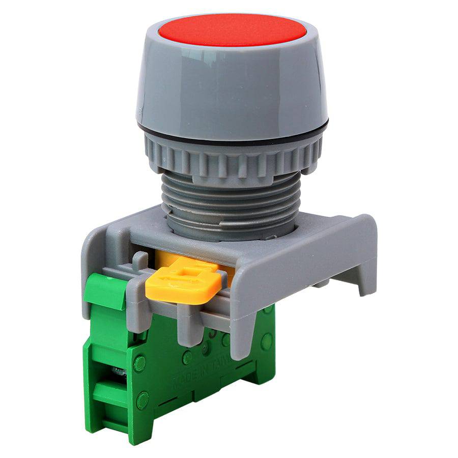 GBF22-1/O-RD - 1/O - 22mm Flat Head Push Button Switch - Rojo