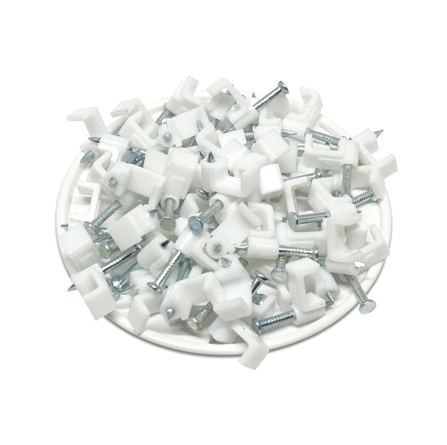 FNC6W - Flat Nail Cable Clip - Blanco - 6mm