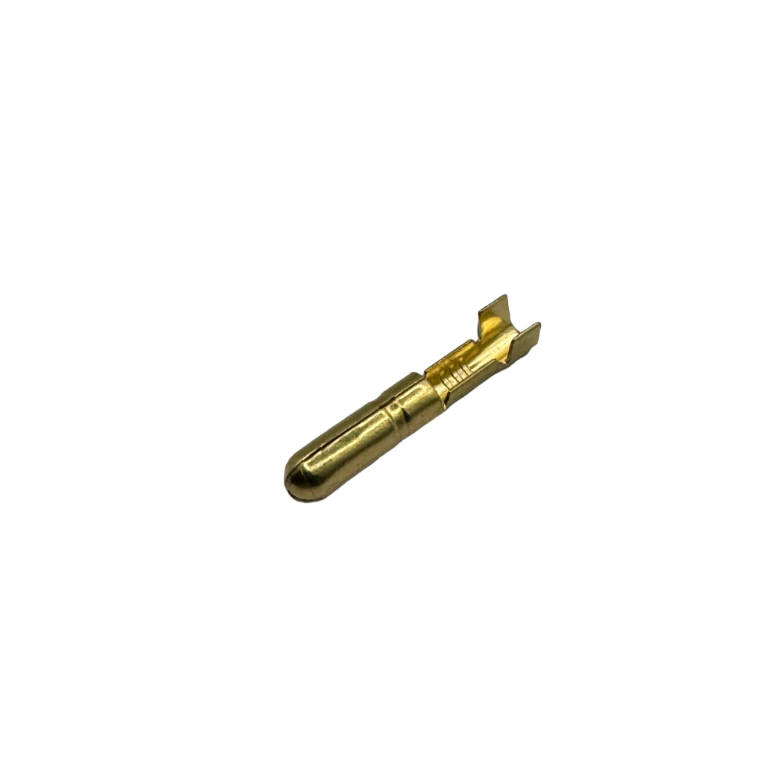 DJ215-4.0B - 18 to 16 AWG Bullet Connectors, Male, Brass, Open Barrel, 0.18" Tab, 100 Pieces