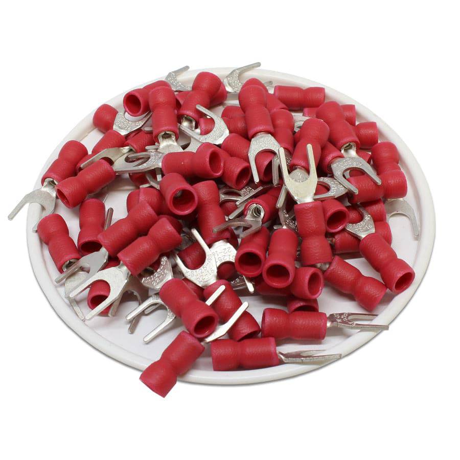 SVES1-4M - 22 a 16 AWG PVC Insulated Terminales de horquilla, #8 Orificio, 100 piezas