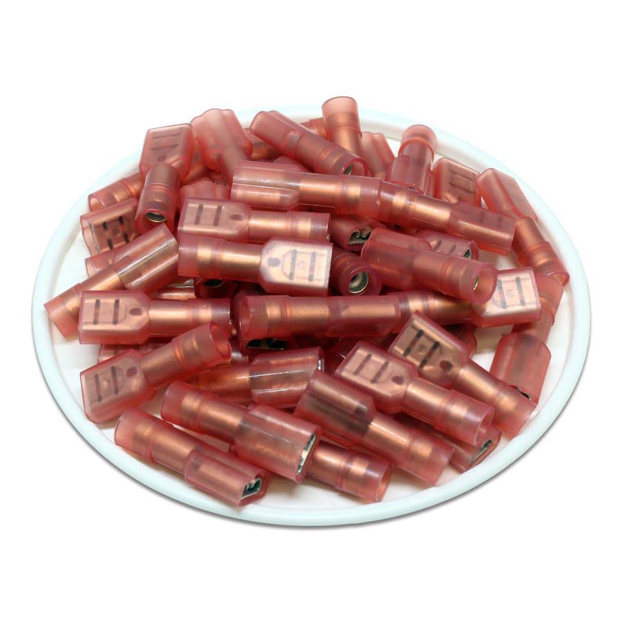FDFNYD1-187(5) - De nailon Totalmente aislados Double Crimp Terminales de desconexión rápida - 22-16 AWG - Female