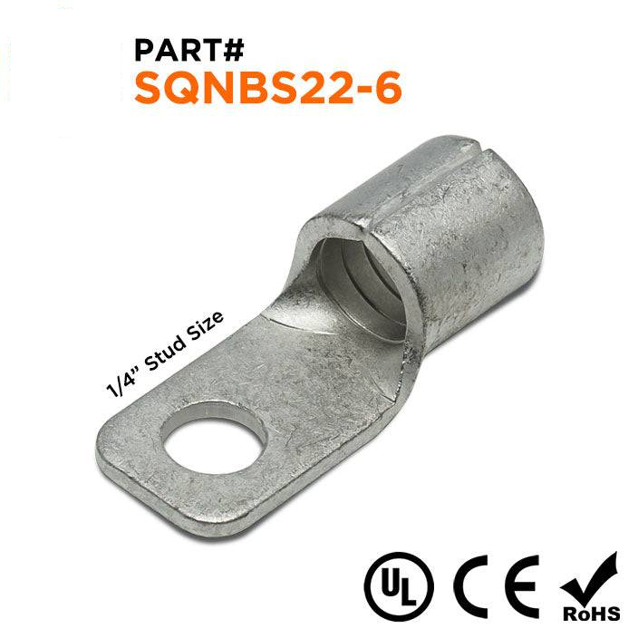 SQNBS22-6 - 4 AWG Square Ring Terminals, 1/4" Stud, 25 pieces