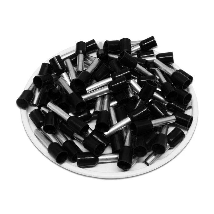 F40012B - 12 AWG Insulated Punteras, 12mm Pin, Negro, 500 piezas