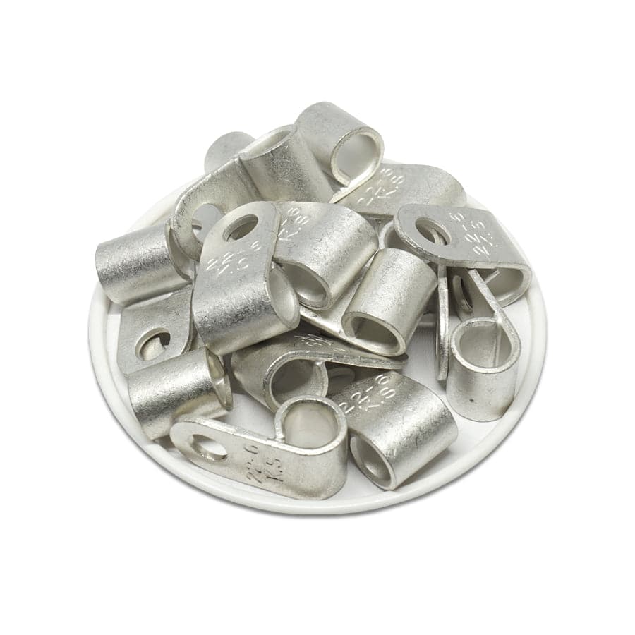 FGNB22-6 - 4 AWG Sin aislamiento Flag Terminales de anillo, Ring Tongue, 1/4" Orificio, 10 piezas