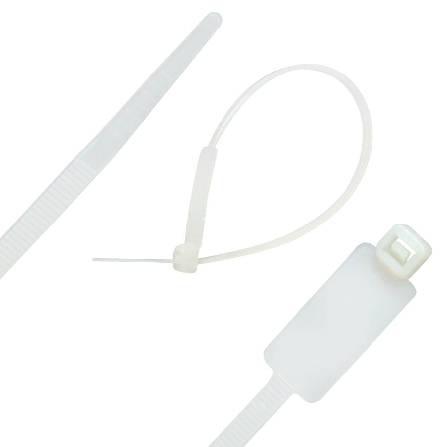 CT200MT - 8" Identification Nylon Cable Ties, 50-lb Tensile Strength, Natural, 100 Pieces
