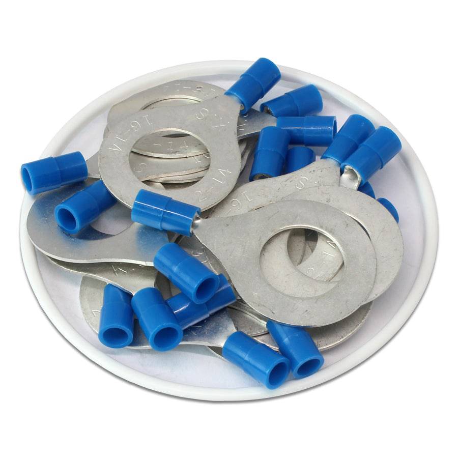 RNY2-14 - 16 to 14 AWG Nylon Insulated Ring Terminals, 9/16" Stud, 50 Pieces