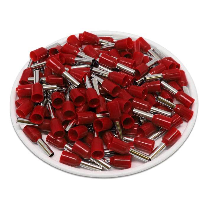 F25008R - 14 AWG Insulated Wire Ferrules, 8mm Pin, Red, 500 Pieces