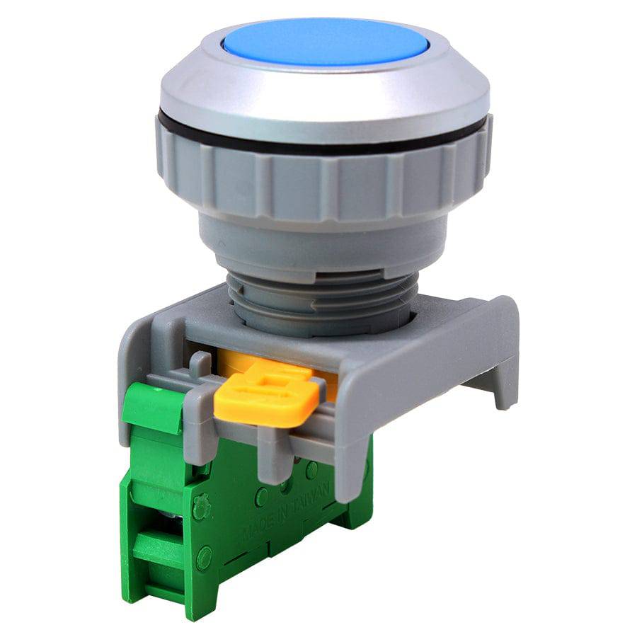 XB30-1/O-BL - 1/O - 30mm Flat Head Push Button Switch - Azul